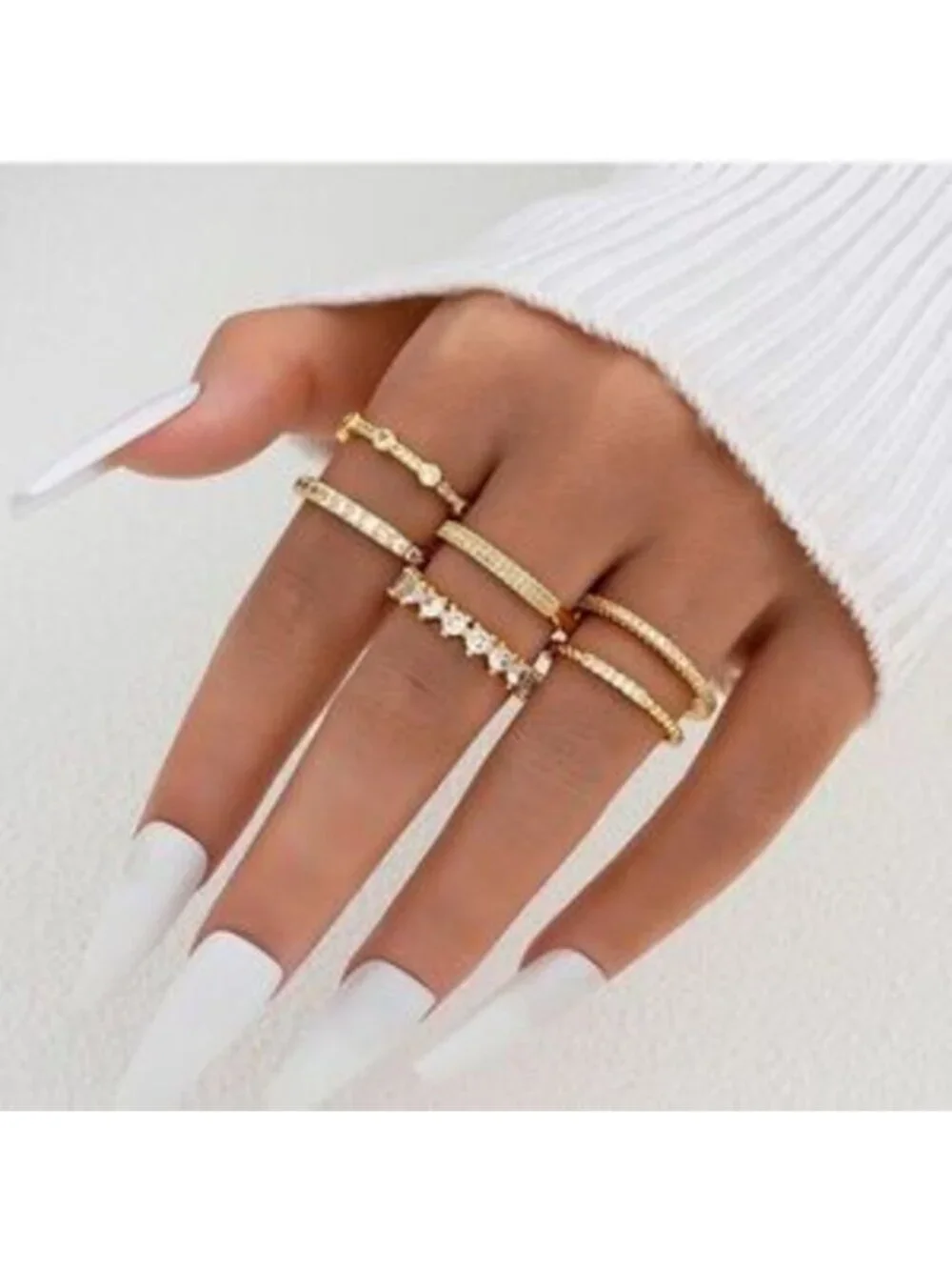 Gold 14k Gold Plated 6pc CZ Ring Set